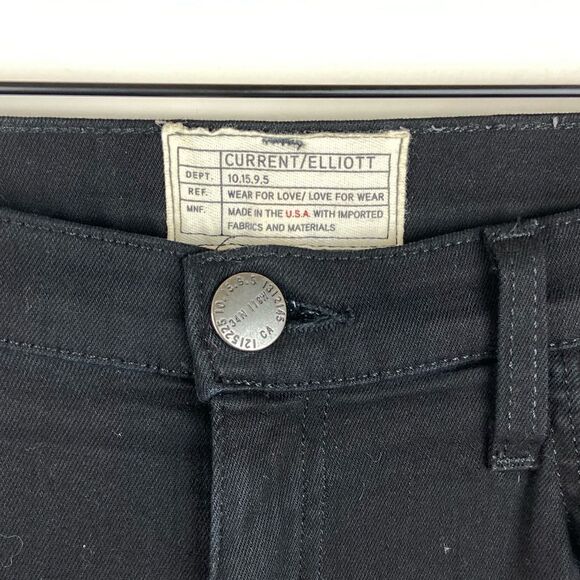 Current/Elliott Super High-Rise Stiletto Raw Hem Black Jeans - Picture 8 of 8